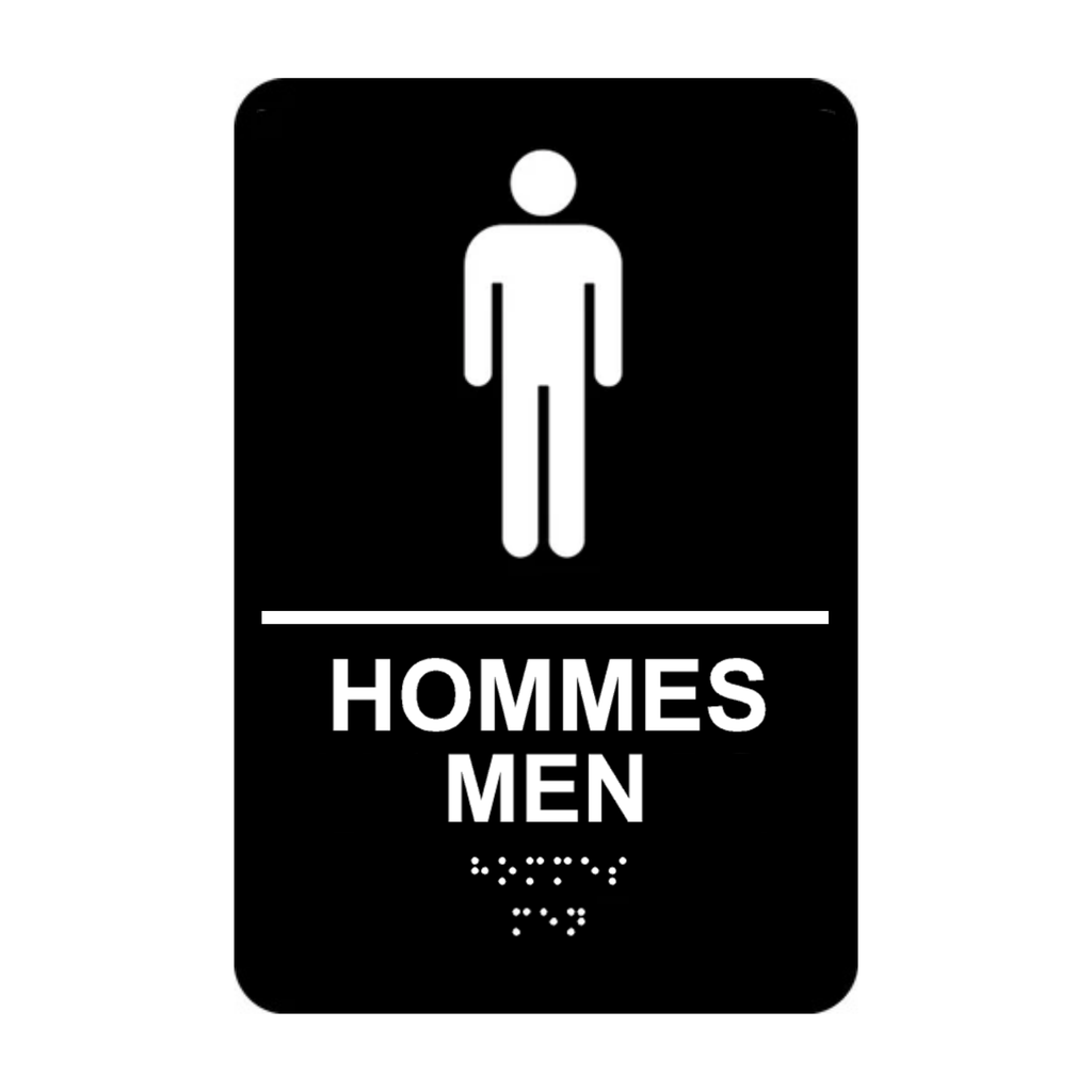 Men Bilingual Washroom Rectangle Braille Sign
