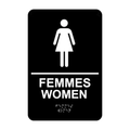 Women Bilingual Washroom Rectangle Braille Sign