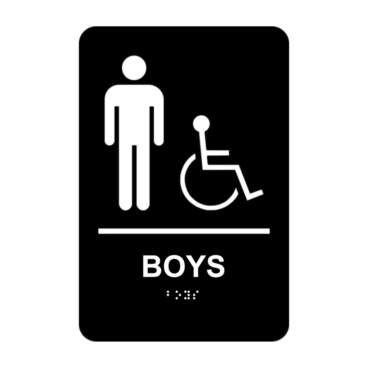 Boys Accessible Washroom Rectangle Braille Sign
