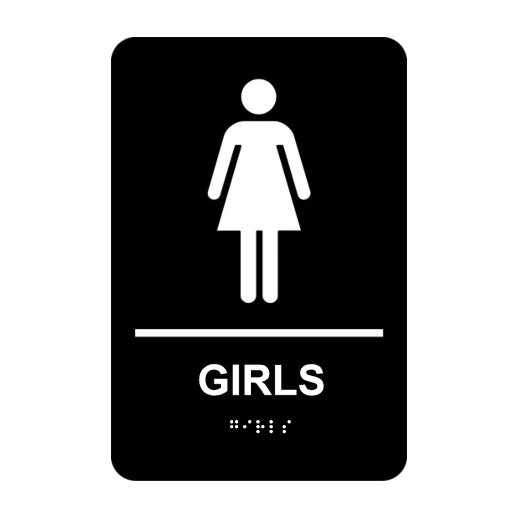 Girls Washroom Rectangle Braille Sign