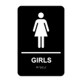 Girls Washroom Rectangle Braille Sign