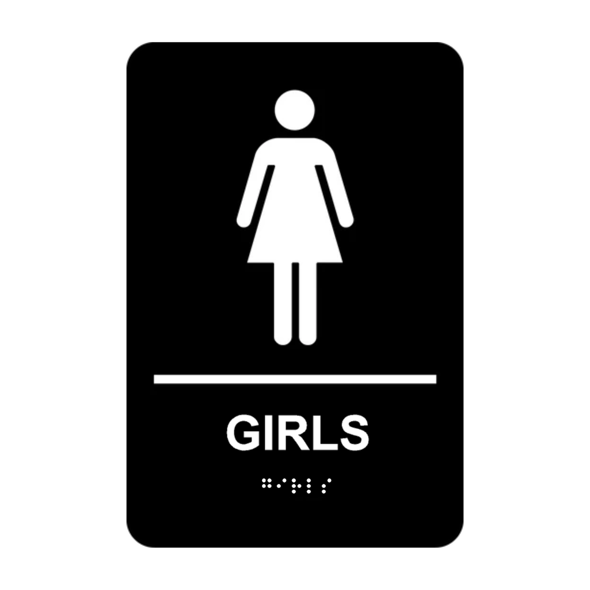 Girls Washroom Rectangle Braille Sign