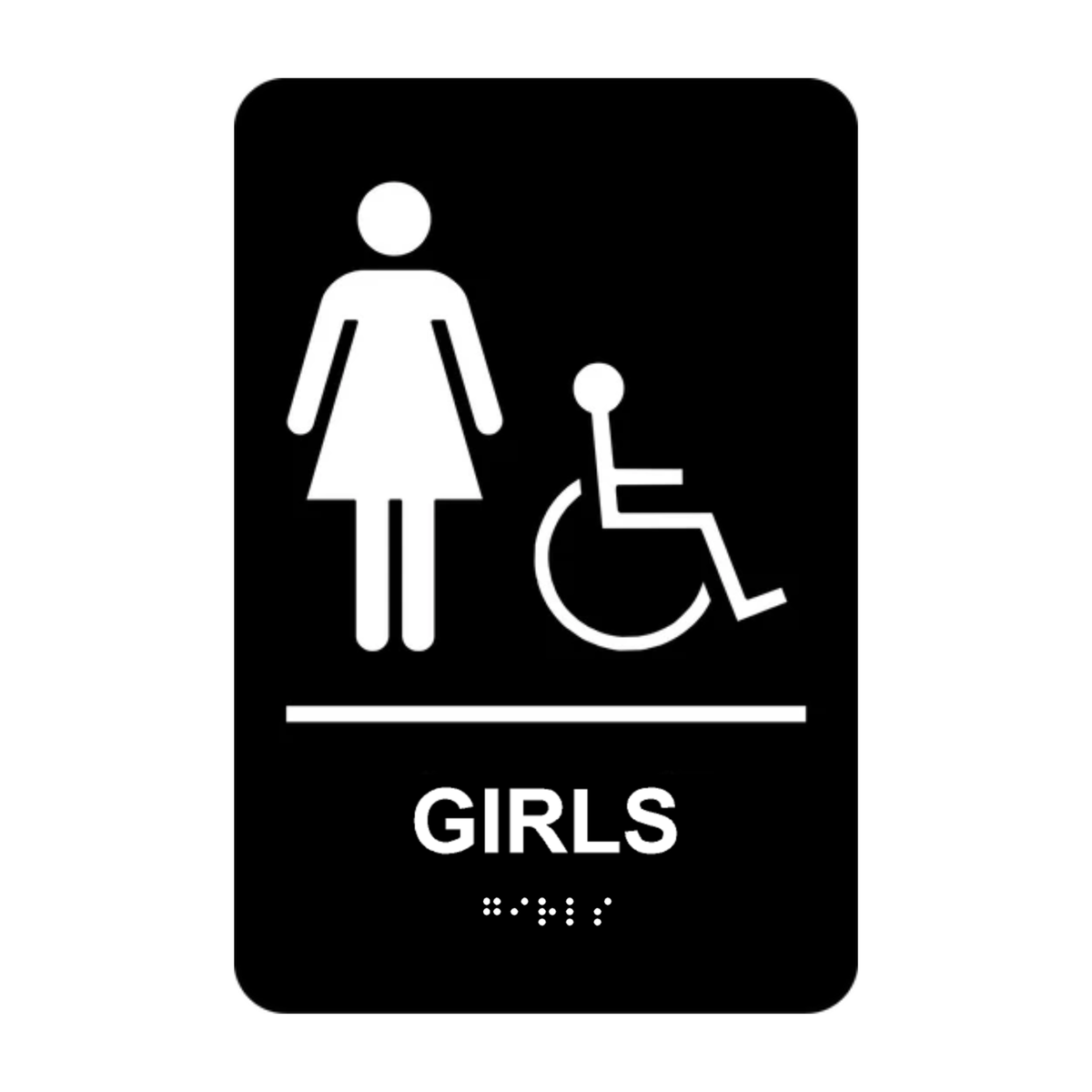 Girls Accessible Washroom Rectangle Braille Sign