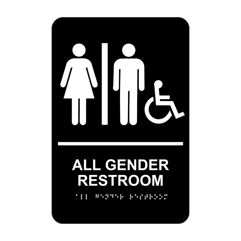 All Gender Accessible Washroom Rectangle Braille Sign