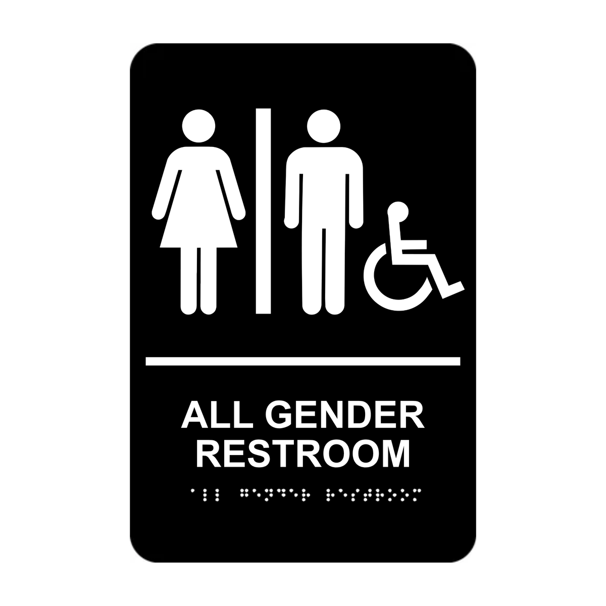 All Gender Accessible Washroom Rectangle Braille Sign