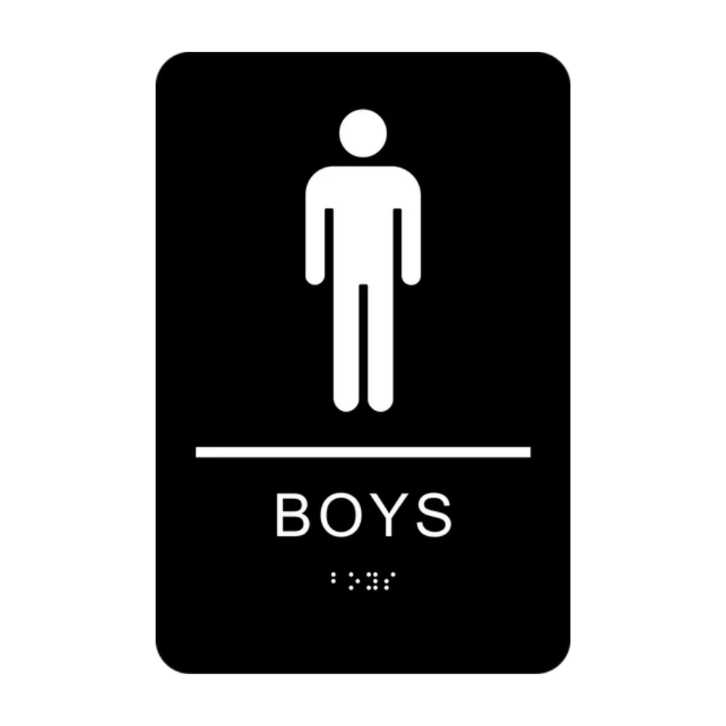 Boys Washroom Rectangle Braille Sign