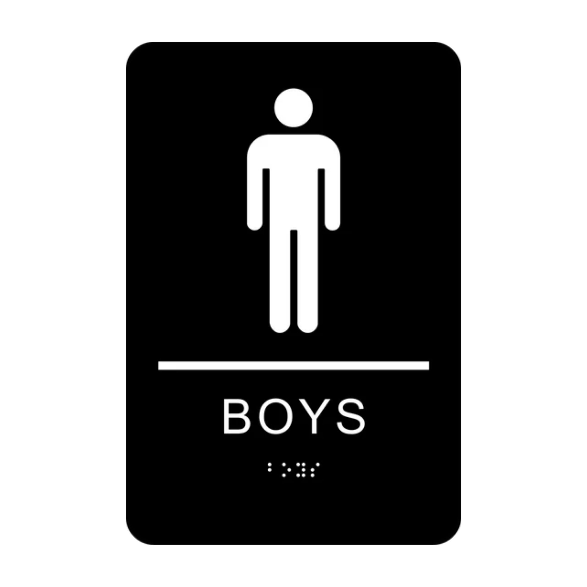Boys Washroom Rectangle Braille Sign