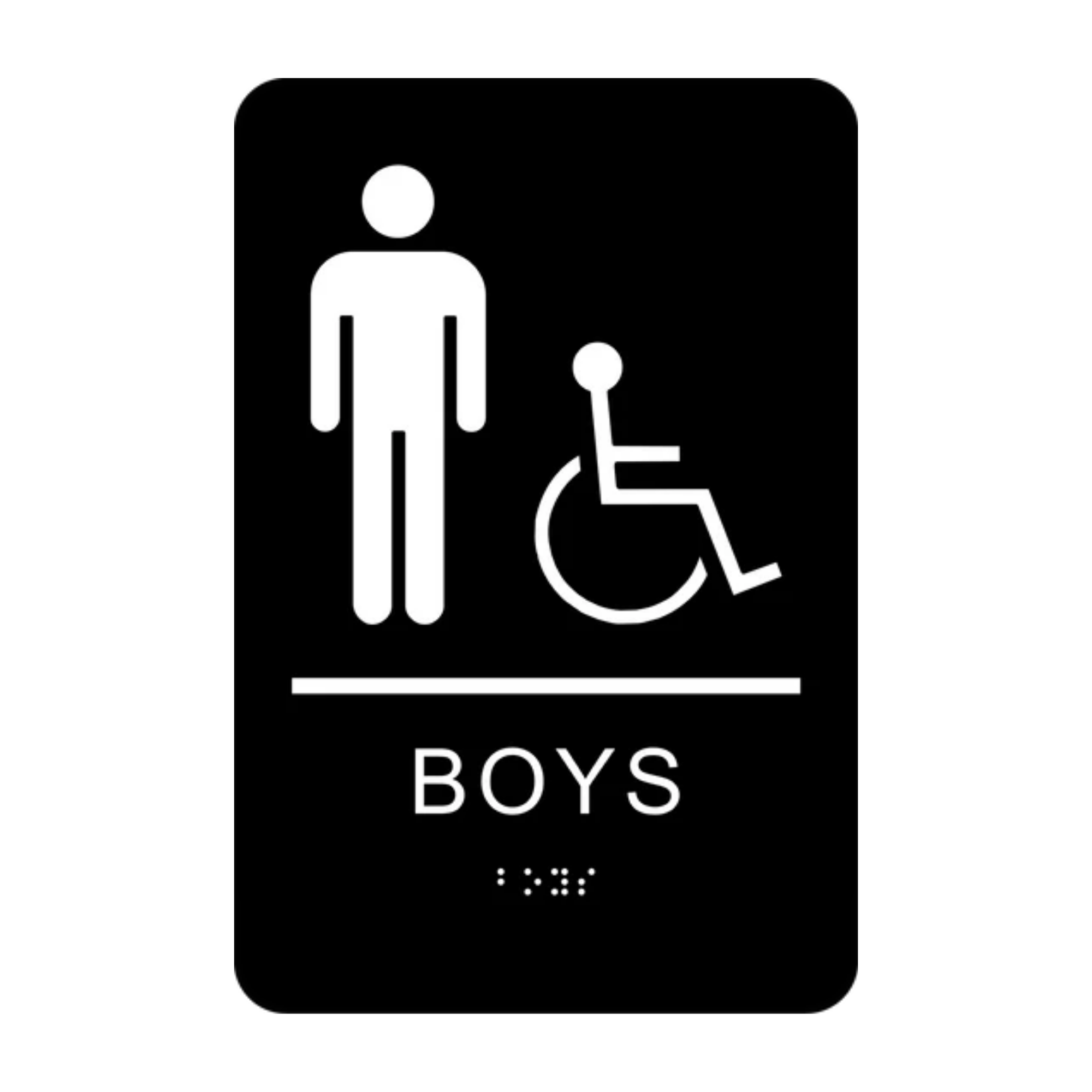 Boys Accessible Washroom Rectangle Braille Sign
