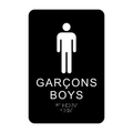 Boys Bilingual Washroom Rectangle Braille Sign
