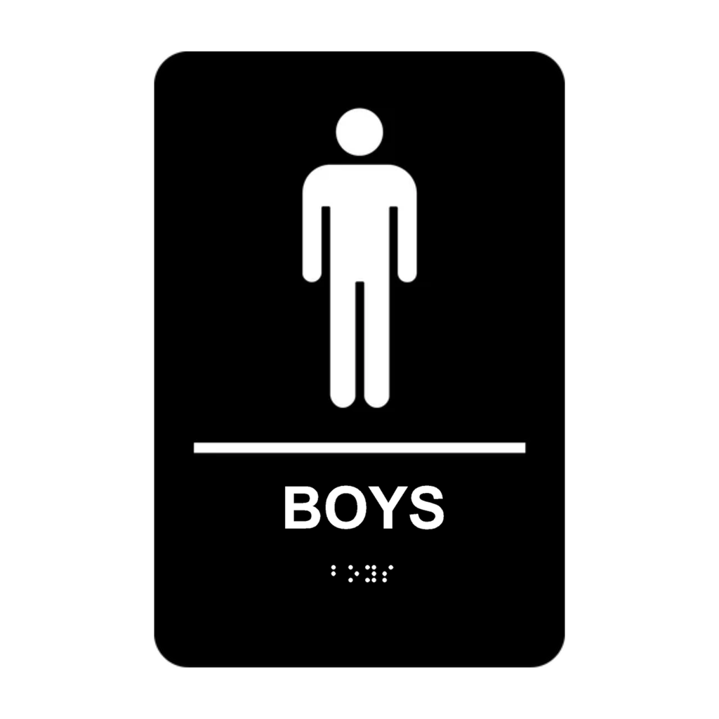 Boys Washroom Rectangle Braille Sign