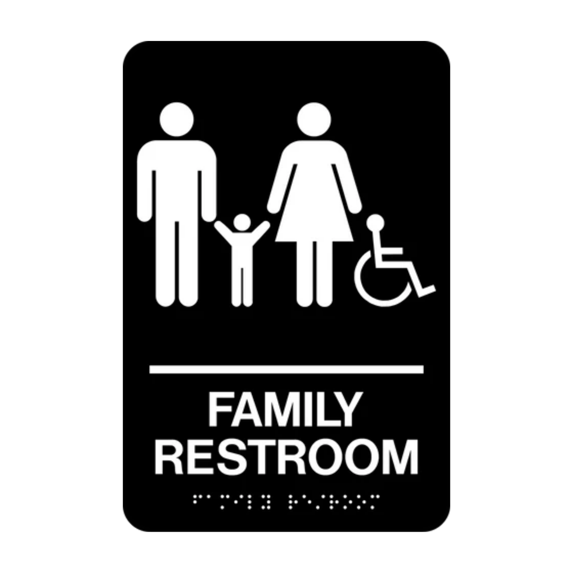Family Accessible Washroom Rectangle Braille Sign
