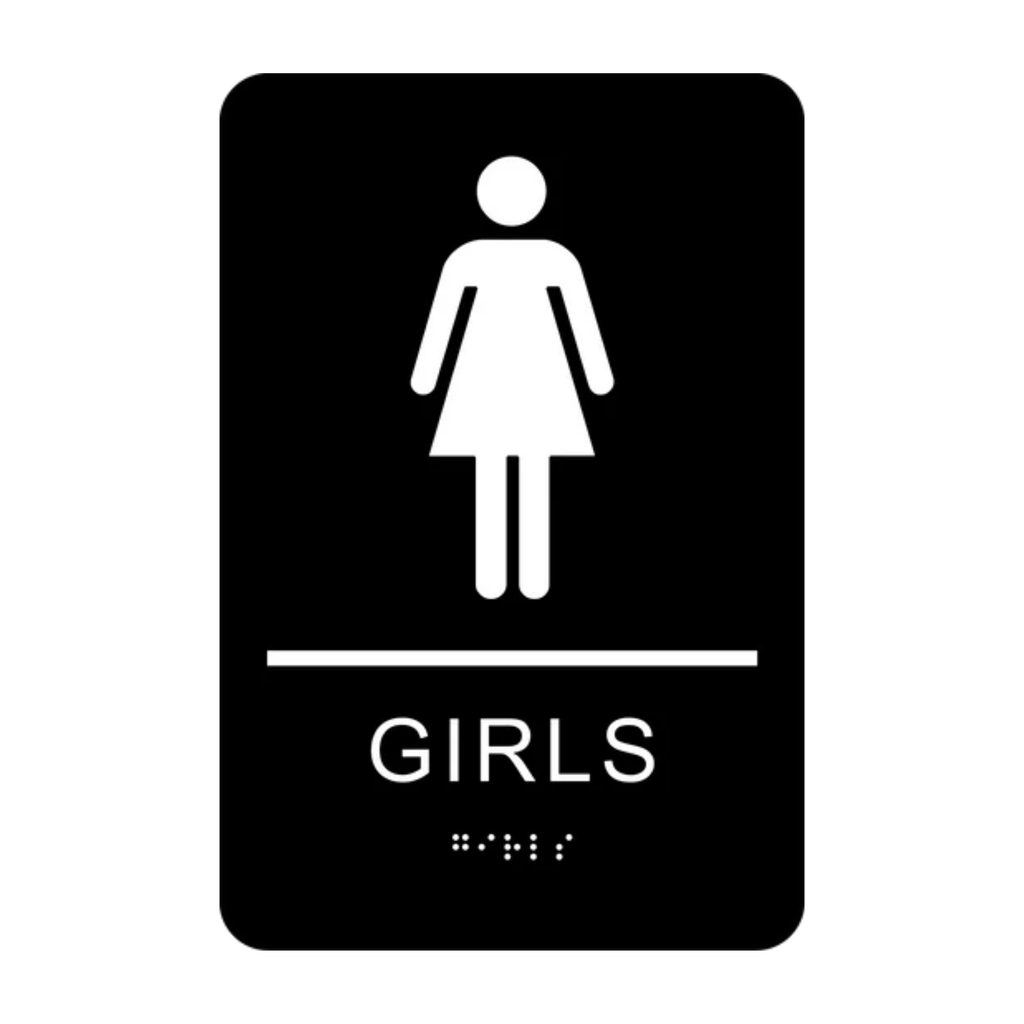 Girls Washroom Rectangle Braille Sign