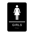 Girls Washroom Rectangle Braille Sign
