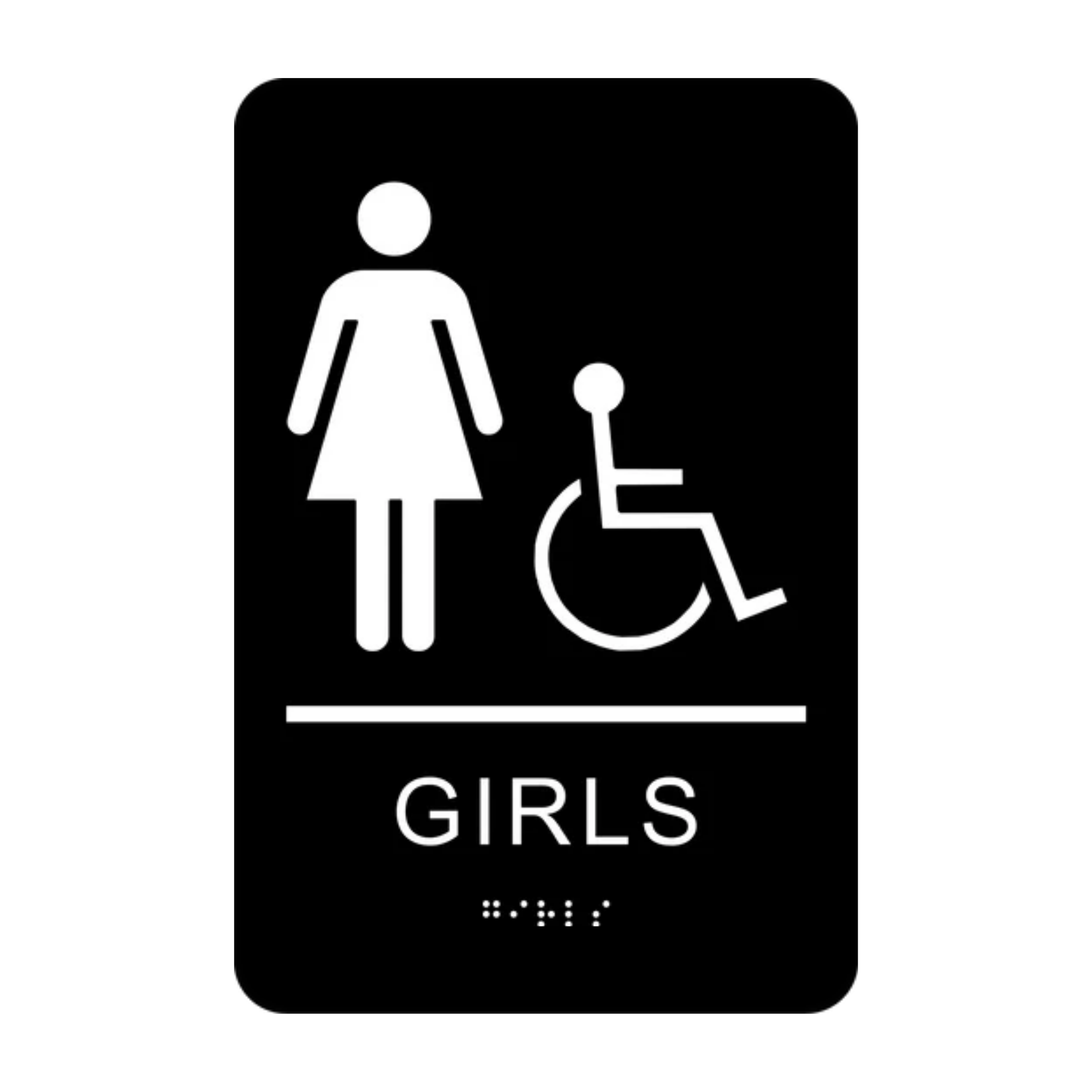Girls Accessible Washroom Rectangle Braille Sign