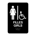Girls Bilingual Accessible Washroom Rectangle Braille Sign