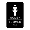 Women Bilingual Washroom Rectangle Braille Sign