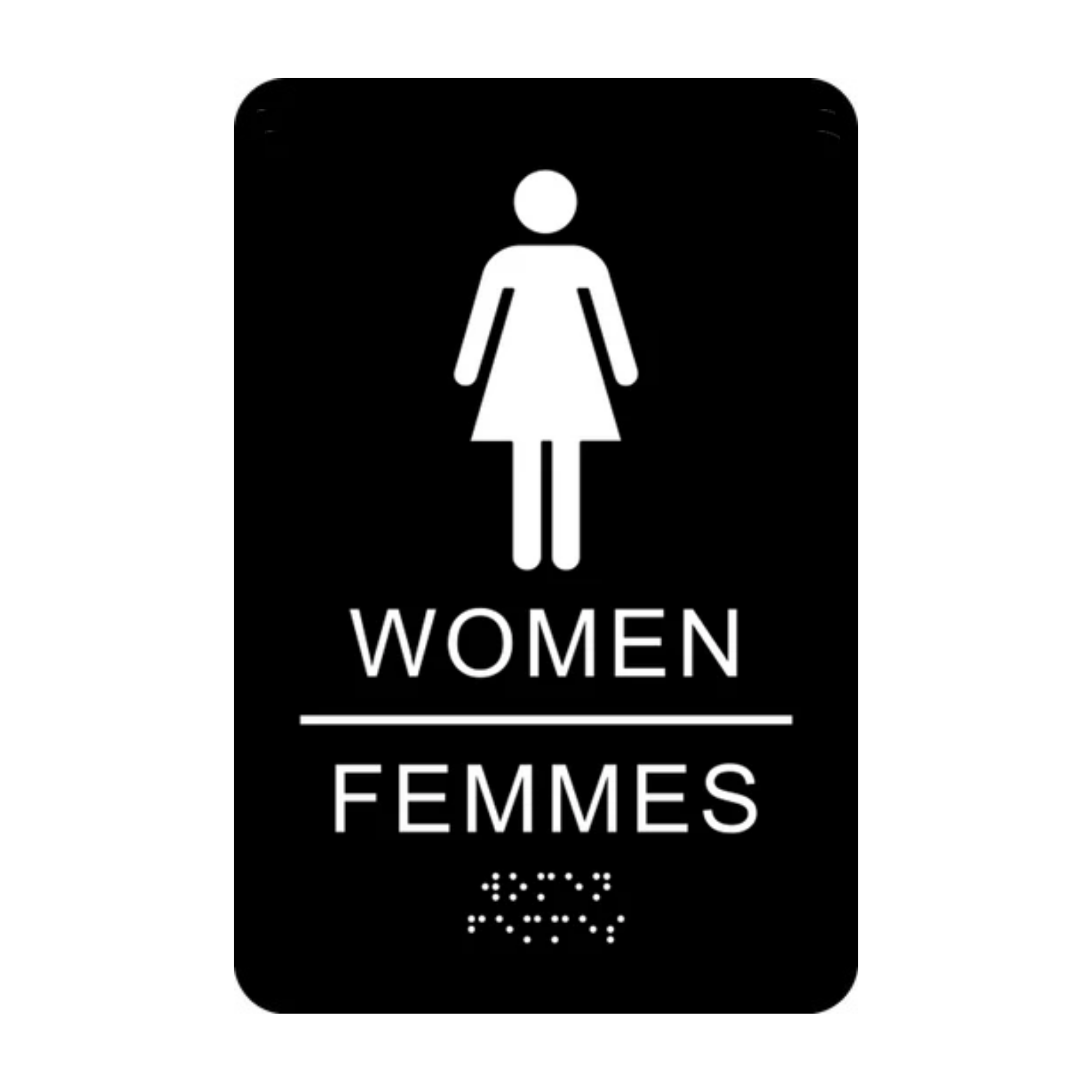 Women Bilingual Washroom Rectangle Braille Sign